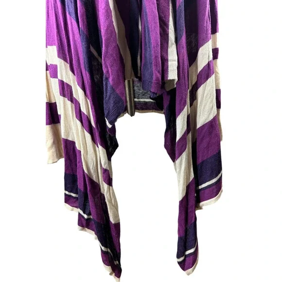 Lane Bryant Open Front Drape Lightweight Cardigan Purple Striped Plus Size 26/28 - Picture 5 of 11